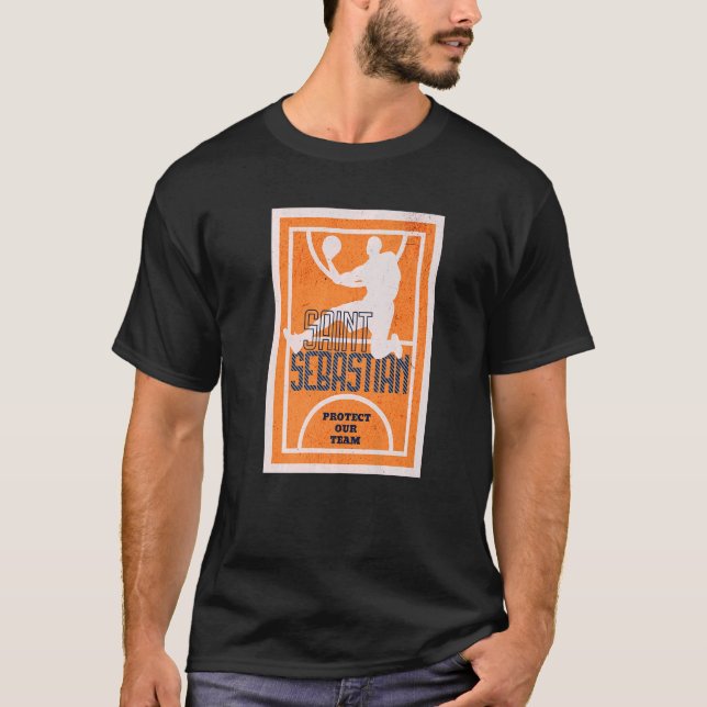 Saint Sebastian Basketball Dunk Patron Saint of Sp T Shirt (Framsida)