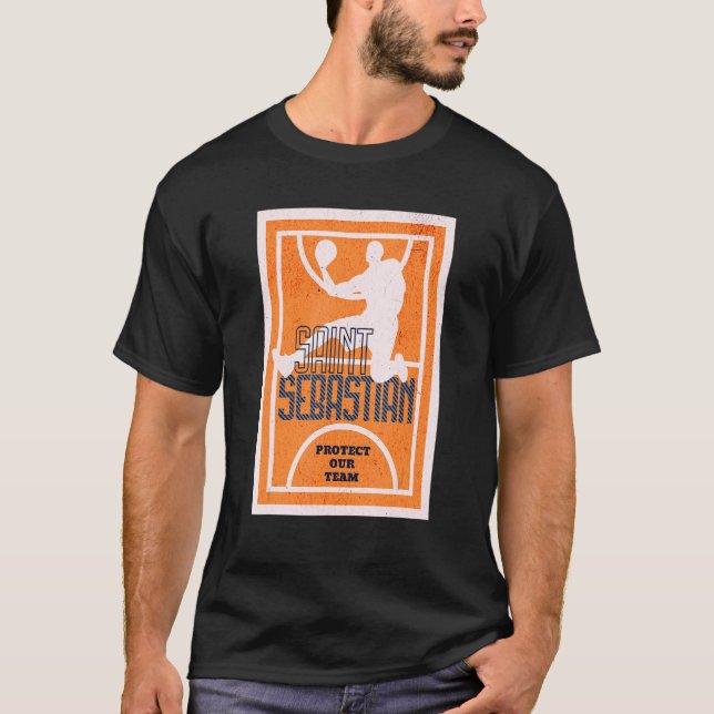 Saint Sebastian Basketball Dunk Patron Saint of Sp T Shirt (Framsida)