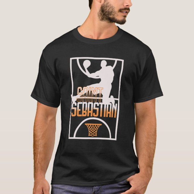 Saint Sebastian Basketball Dunk Patron Saint of Sp T Shirt (Framsida)