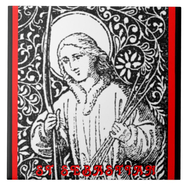 Saint Sebastian (BG 01b) Kakelplatta (Framsidan)