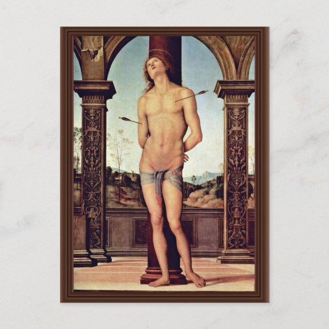 Saint Sebastian by Perugino Pietro (Bästa kvalitet Vykort (Framsida)