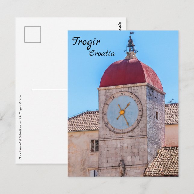 Saint Sebastian-kyrkan i Trogir - Dalmatien, Kroat Vykort (Fram/baksida)