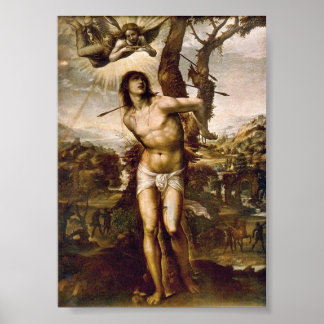 Saint Sebastian och Madonna med Saints av Il Sodom Poster