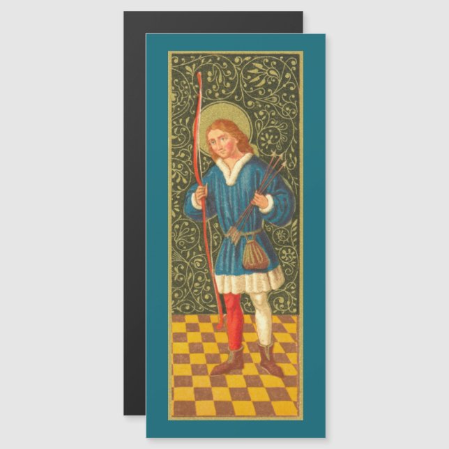Saint Sebastian (PA 01b) Magnetiskt hälsningskort (Fram/baksida)