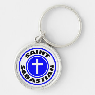 Saint Sebastian Rund Silverfärgad Nyckelring