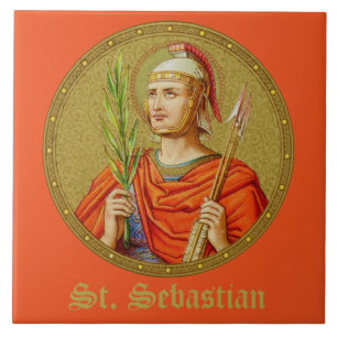 Saint Sebastian (SNV 24) (Round Image) Tile 1 Kakelplatta