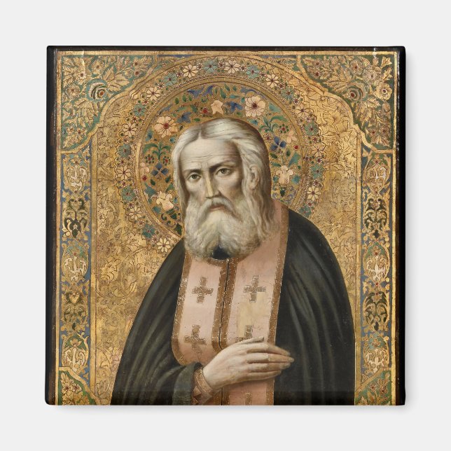 Saint-Seraphim av Sarov-ortodoxa Christian Icon Magnet (Framsidan)