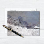 Saint-Simeon Farm i Winter Claude Monet Vykort<br><div class="desc">A bra art vycard with the impressionist tavla,  The Road in Front of Saint-Simeon Farm in Winter (1867),  av Claude Monet (1840-1926). Ett landskap på en snö-täckt väg av ett lantgård i land.</div>