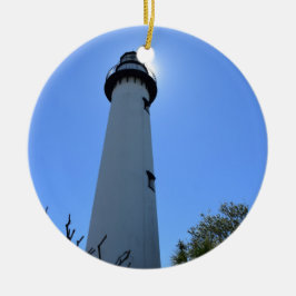 Saint Simons Island fyr i Georgien Julgransprydnad Keramik