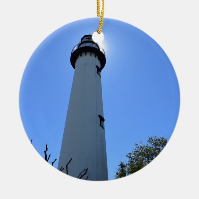 Saint Simons Island fyr i Georgien Julgransprydnad Keramik (Framsidan)