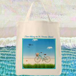 Saint Simons Island GA Beach Biking Tote Bag Tygkasse