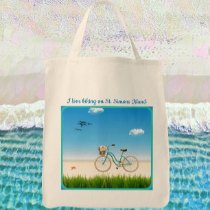 Saint Simons Island GA Beach Biking Tote Bag Tygkasse