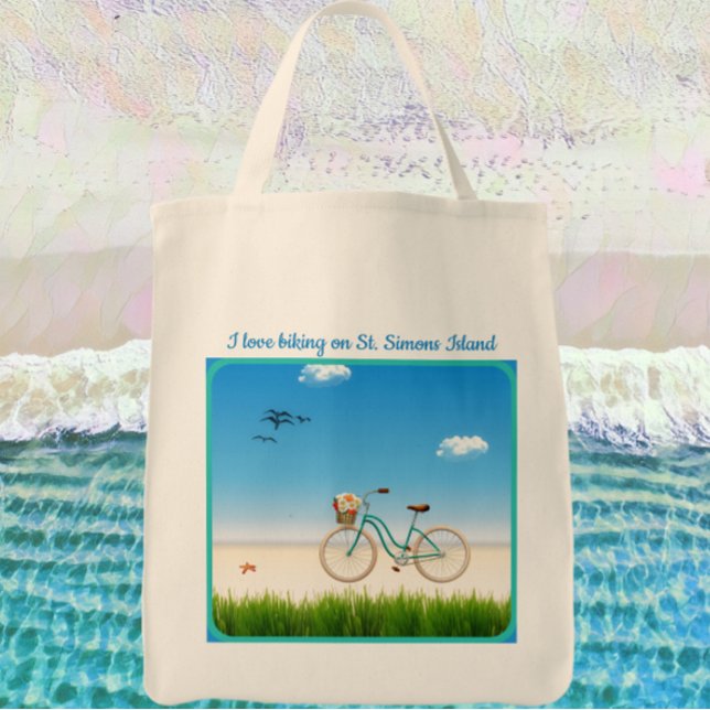 Saint Simons Island GA Beach Biking Tote Bag Tygkasse (Skapare uppladdad)