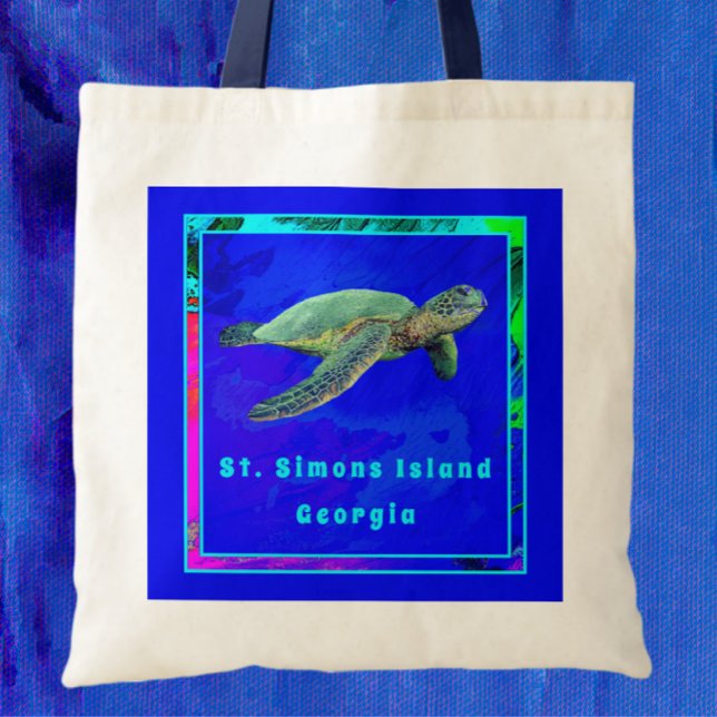 Saint Simons Island GA Ocean Blue Sea Turtle Tygkasse (Skapare uppladdad)
