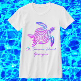 Saint Simons Island GA Vibrant Ocean Sea Turtle T Shirt