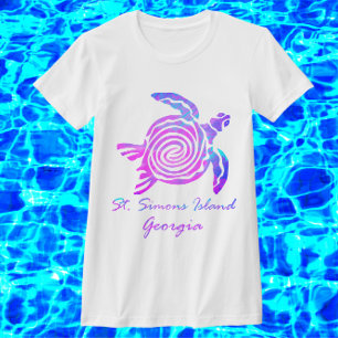 Saint Simons Island GA Vibrant Ocean Sea Turtle T Shirt