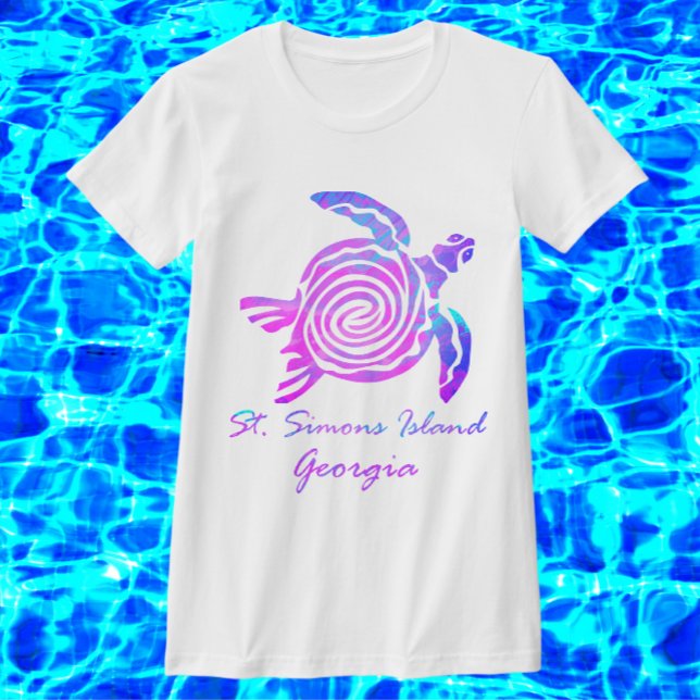 Saint Simons Island GA Vibrant Ocean Sea Turtle T Shirt (Skapare uppladdad)