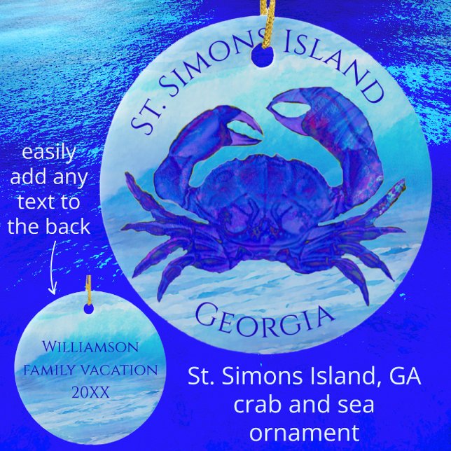 Saint Simons Island, Georgia Crab och Ocean Vinkar Julgransprydnad Keramik (Skapare uppladdad)