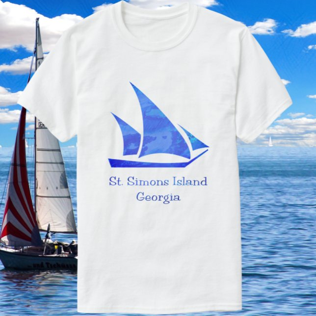Saint Simons Island Georgia Ocean Blue Sailboat T Shirt (Skapare uppladdad)