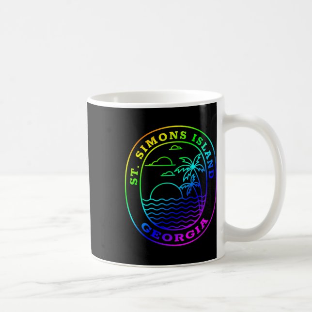 Saint Simons Island Georgia Rainbow Handflatan Trä Kaffemugg (Höger)