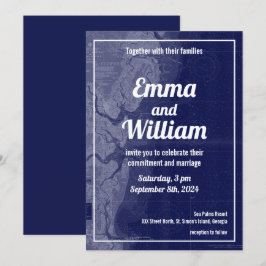 Saint Simons Island Georgia Vintage Karta Bröllop Inbjudningar