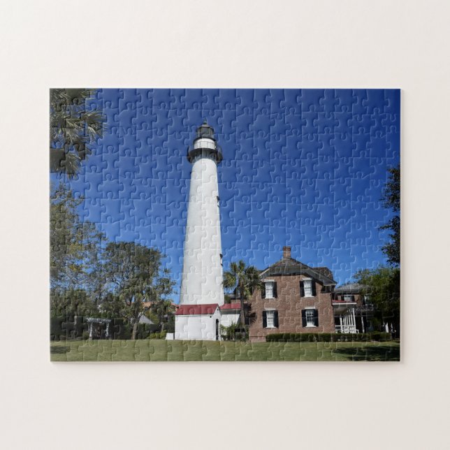 Saint Simons Island Lighthouse skapat i en Pussel (Horisontell)
