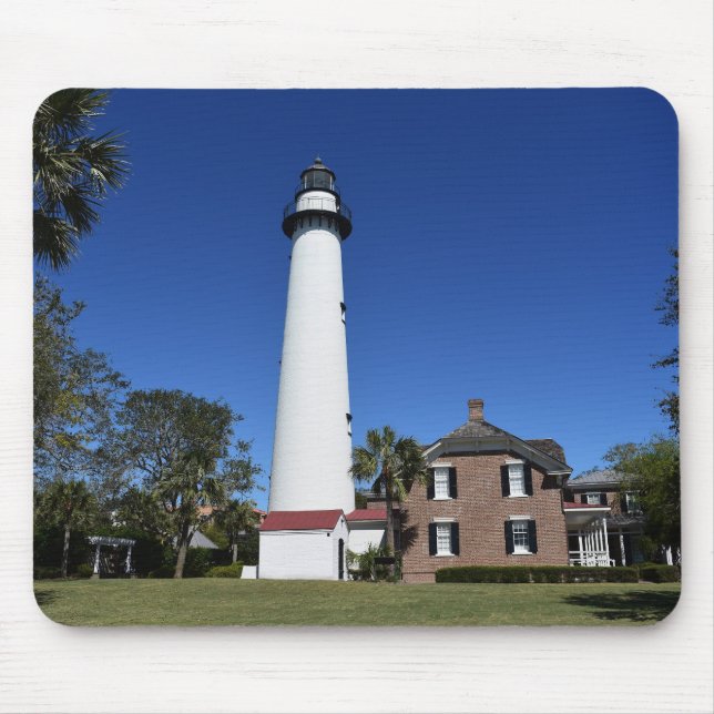 Saint Simons Island Lighthouse skapat som en Musmatta (Framsidan)