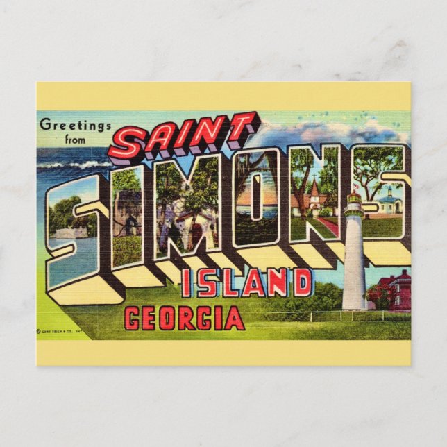 Saint Simons Island Retro Vykort (Framsida)