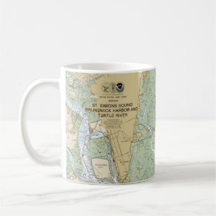 Saint Simons Ljud Brunswick Harbour och Turtle Riv Kaffemugg