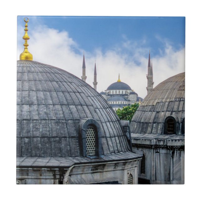 Saint Sophie Cathedral och Blue Mosque - Istanbul Kakelplatta (Framsidan)