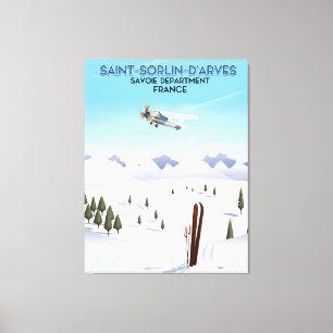 Saint-Sorlin d'Arves Frankrike ski poster Canvastryck