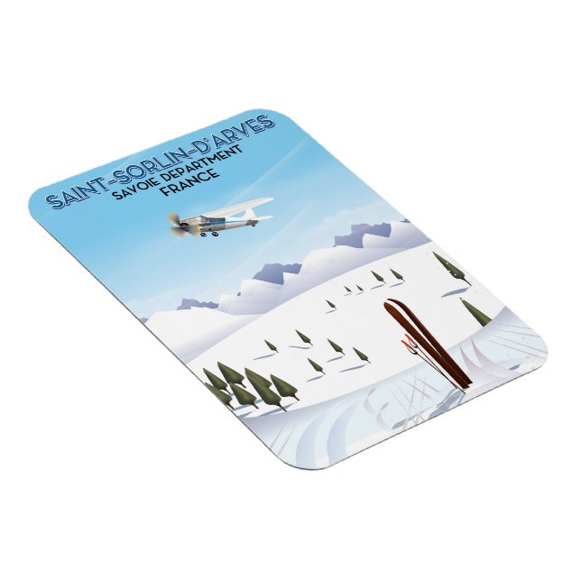 Saint-Sorlin d'Arves Frankrike ski poster Magnet (Högersidan)