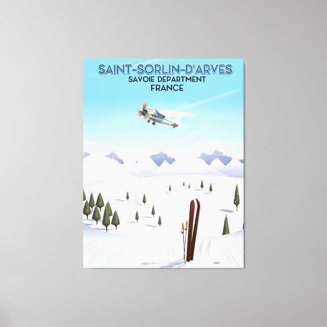 Saint-Sorlin d'Arves Frankrike skidposter Canvastryck (Framsida)