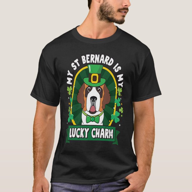 Saint St Bernard St Patricks Lucky Charm Mom Dad T Shirt (Framsida)