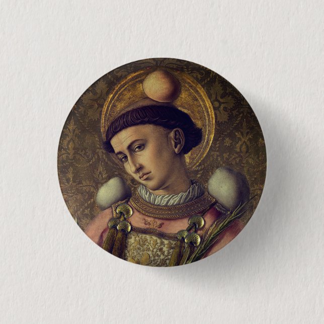 Saint Stephen (av Carlo Crivelli, 1476) Knapp (Framsida)