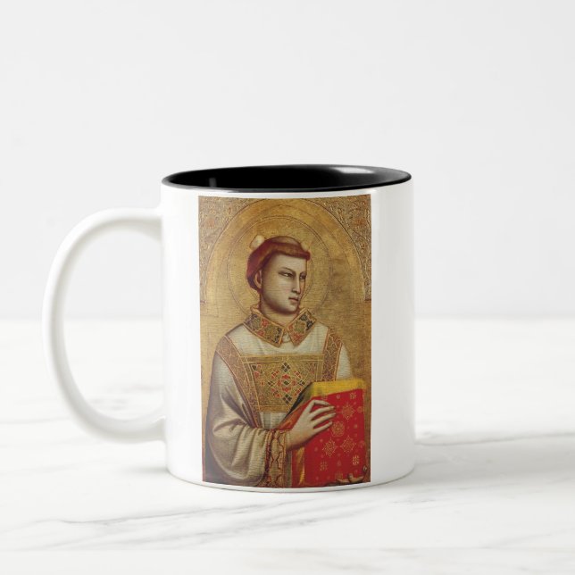 Saint Stephen av Giotto Två-Tonad Mugg (Vänster)