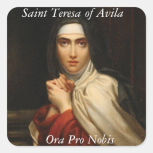 Saint Teresa av Avila Carmelite Nun Ora Pro Nobis Fyrkantigt Klistermärke