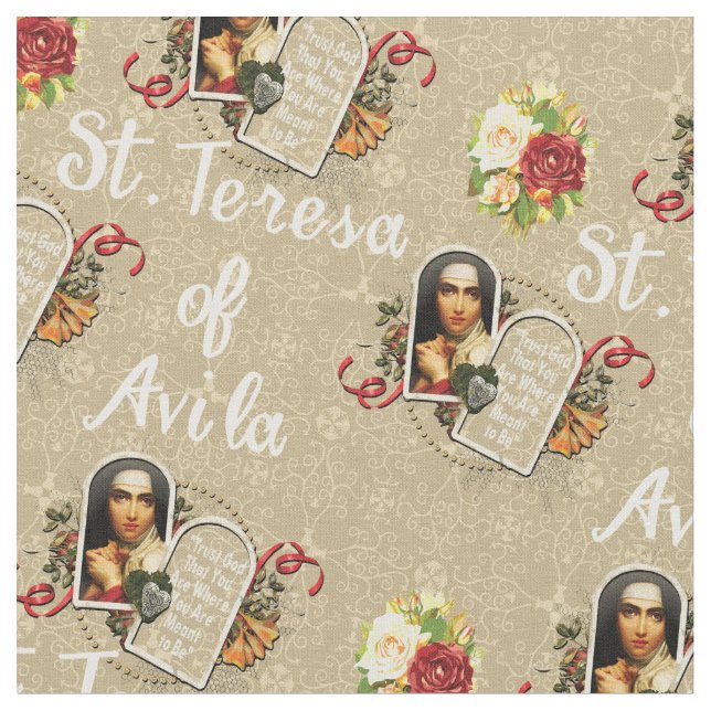 Saint Teresa de Avila-katolska Saint Therese-Gerar Tyg (Närbild)