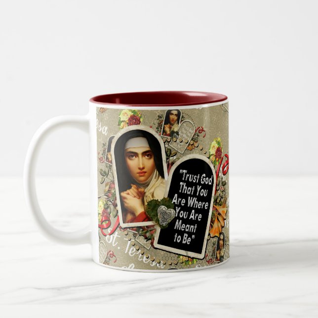 Saint Teresa de Avila-katolska Saint Therese Två-Tonad Mugg (Vänster)