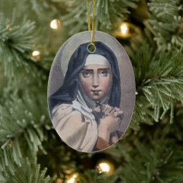 Saint Teresa of Avila (M 008) Oval Julgransprydnad Keramik