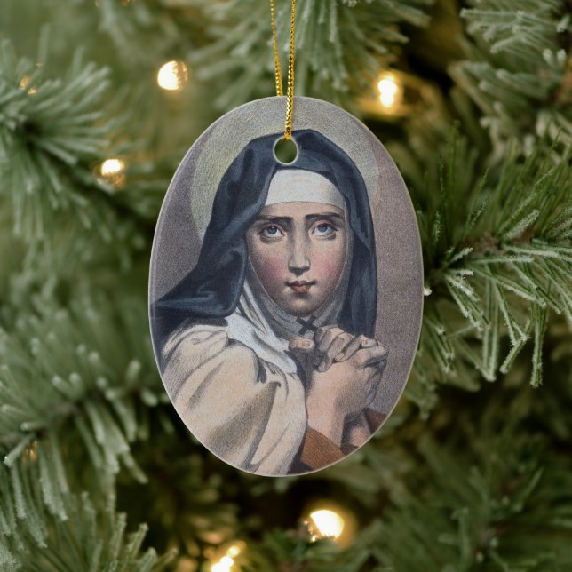 Saint Teresa of Avila (M 008) Oval Julgransprydnad Keramik (Träd)