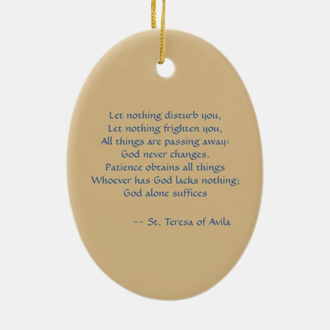 Saint Teresa of Avila (SAU 28) Oval Julgransprydnad Keramik (Baksidan)