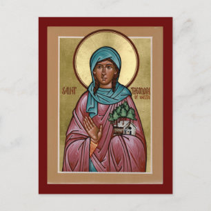 Saint Theodora av Vasta Prayer Card Vykort
