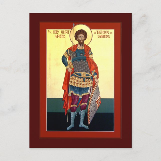 Saint Theodore Prayer Card Vykort (Framsida)