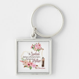 Saint Therese Keychain Fyrkantig Silverfärgad Nyckelring