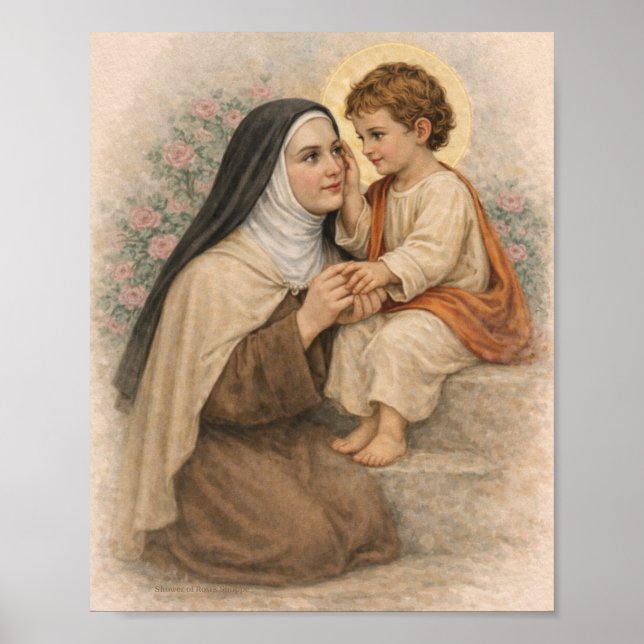 Saint Thérèse med Jesusbarnet Katolska Poster (Framsidan)