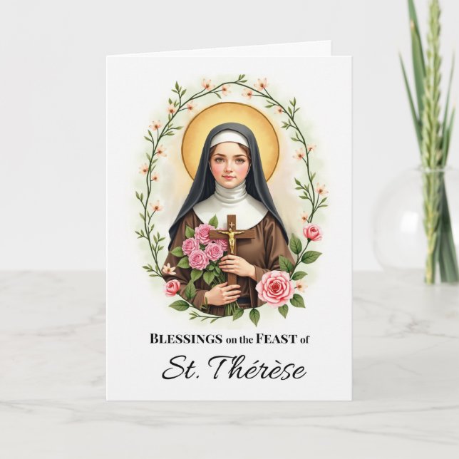 Saint Therese of Lisieux Feast Day Blessings Ro Kort (Framsida)