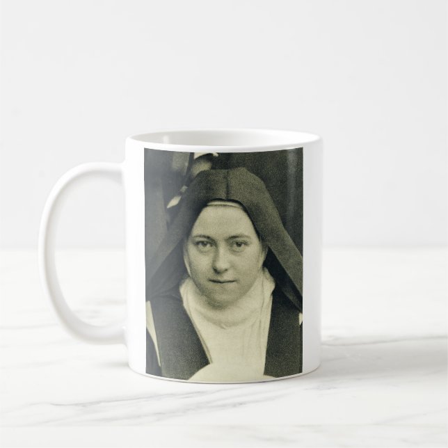 Saint Therese of the Child Jesus and Heliga Ansikt Kaffemugg (Vänster)
