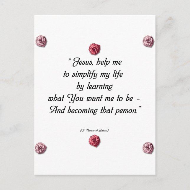 Saint Therese Quote Vykort (Framsida)