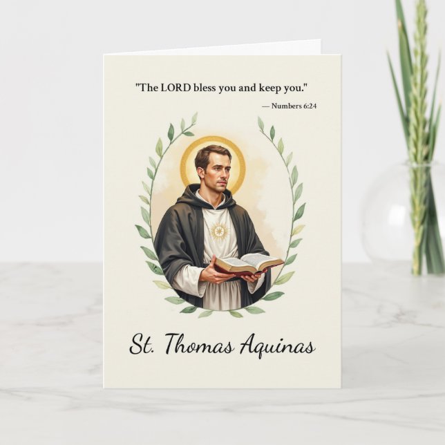Saint Thomas Aquinas Gods Peace med Scripture Kort (Framsida)